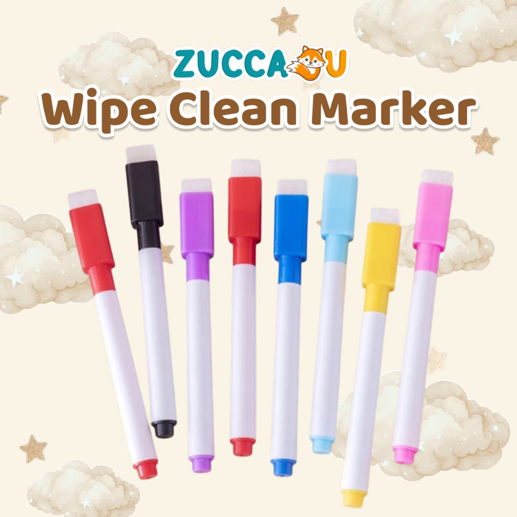 

Zuccaqu Wipe Clean Marker | Liquid Chalk Spidol Wipe Clean Book | Papan Tulis Whiteboard Blackboard Sepidol Kecil Mini Warna Warni Penghapus Marker Anak anak 2 in 1 Murah