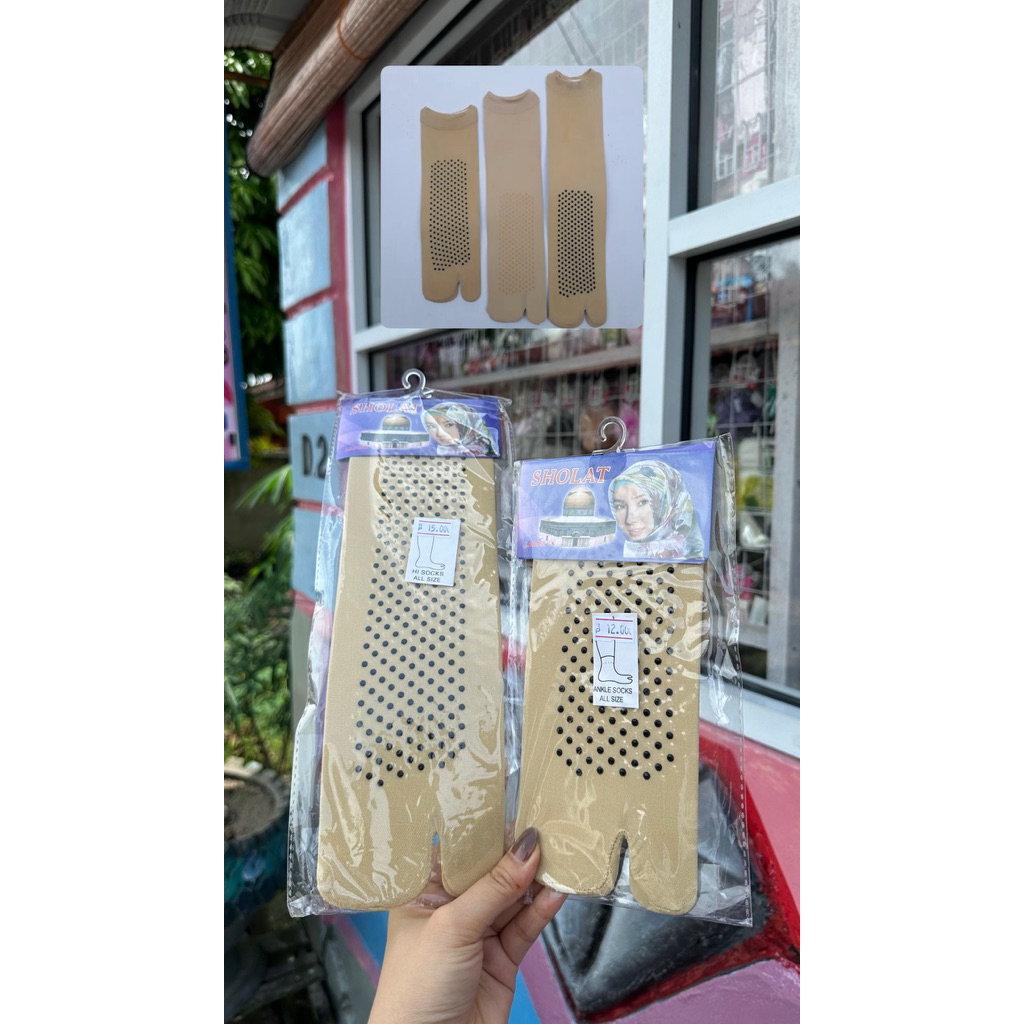 Kaos Kaki Stoking Jempol Tipis Anti Slip Wanita Warna Kulit Coklat Pendek Panjang Muslimah