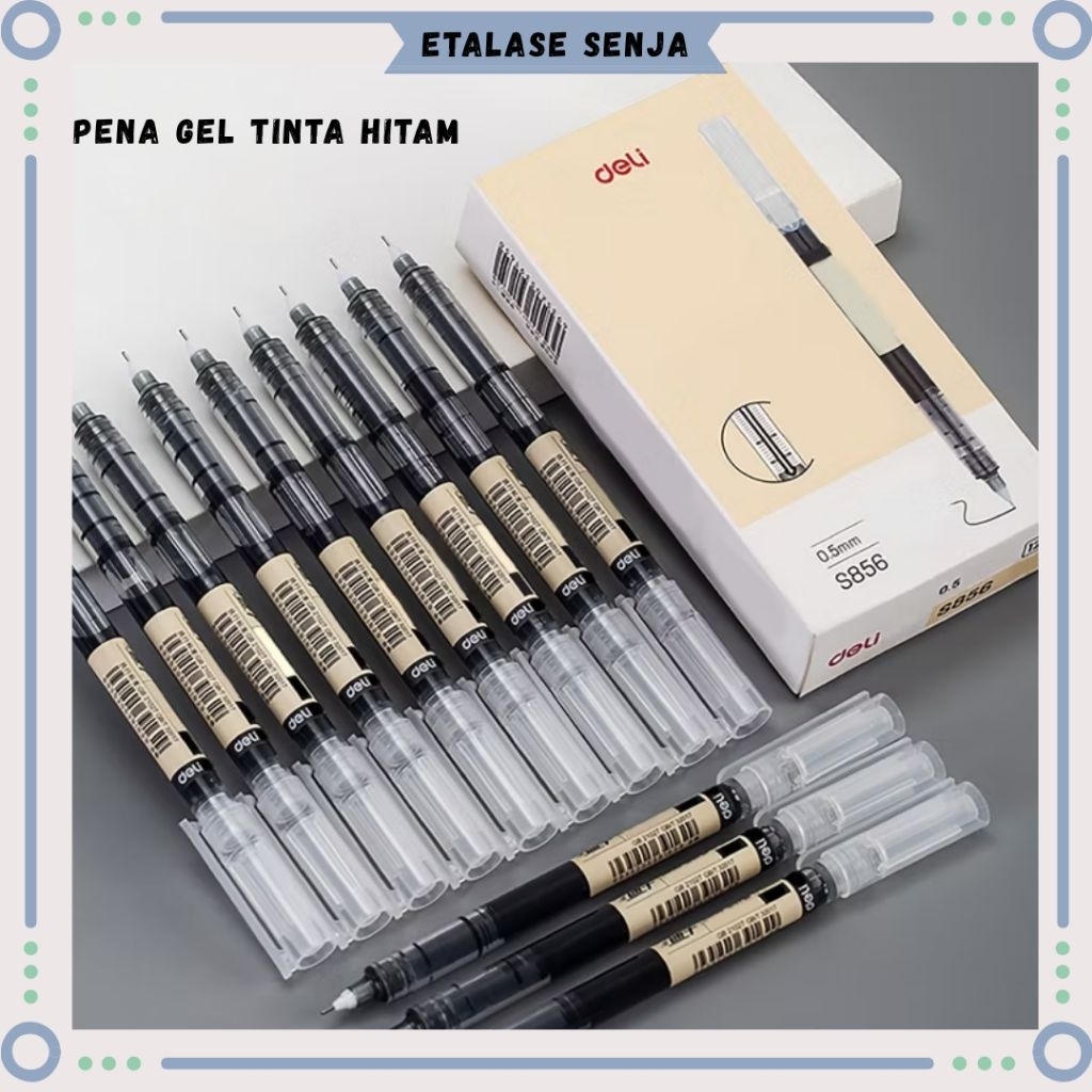 

•SENJA 011210• Pulpen pena tinta gel cair warna HITAM cepat kering