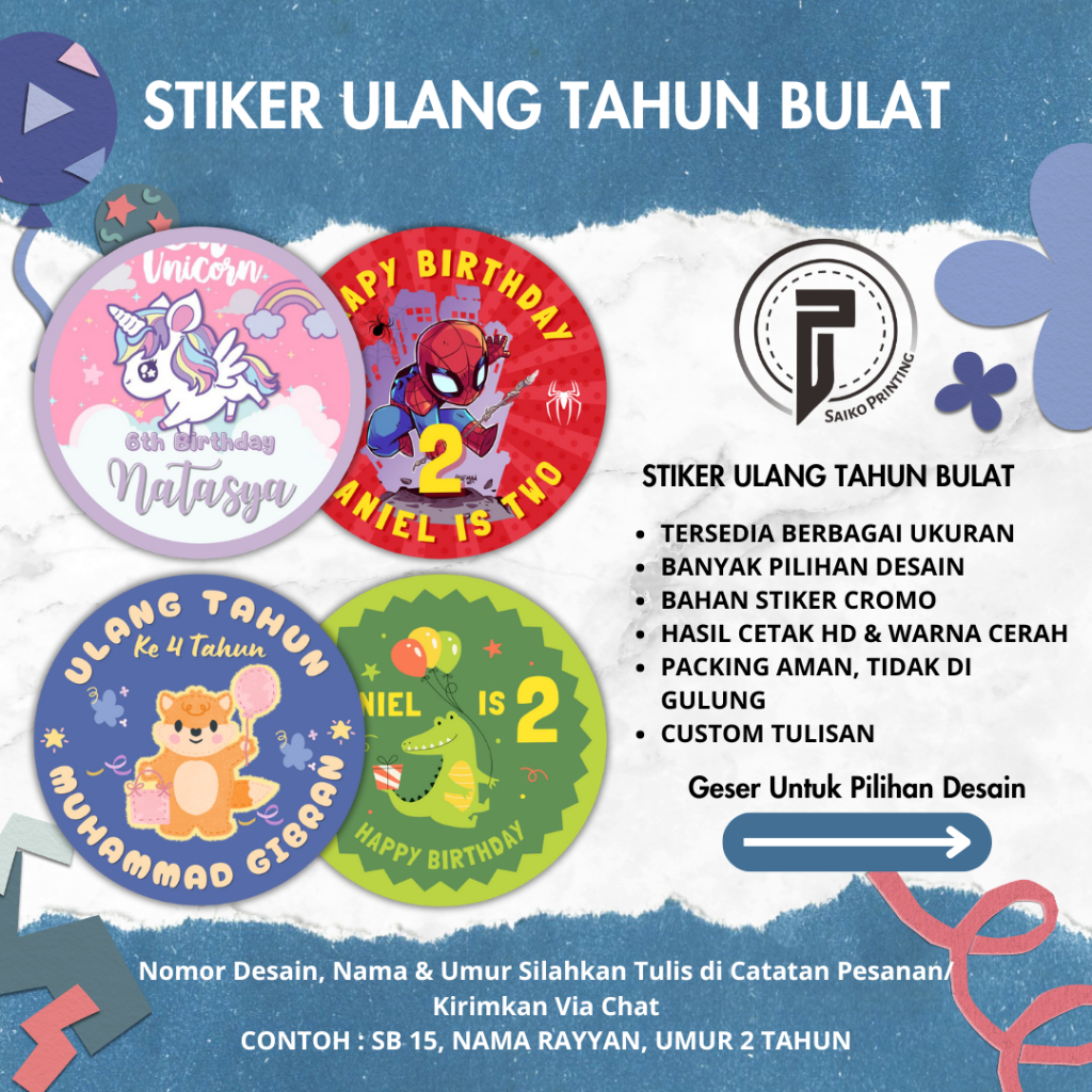 

Stiker Ulang Tahun Anak Bulat | Sticker Happy Birthday Custom Desain Template