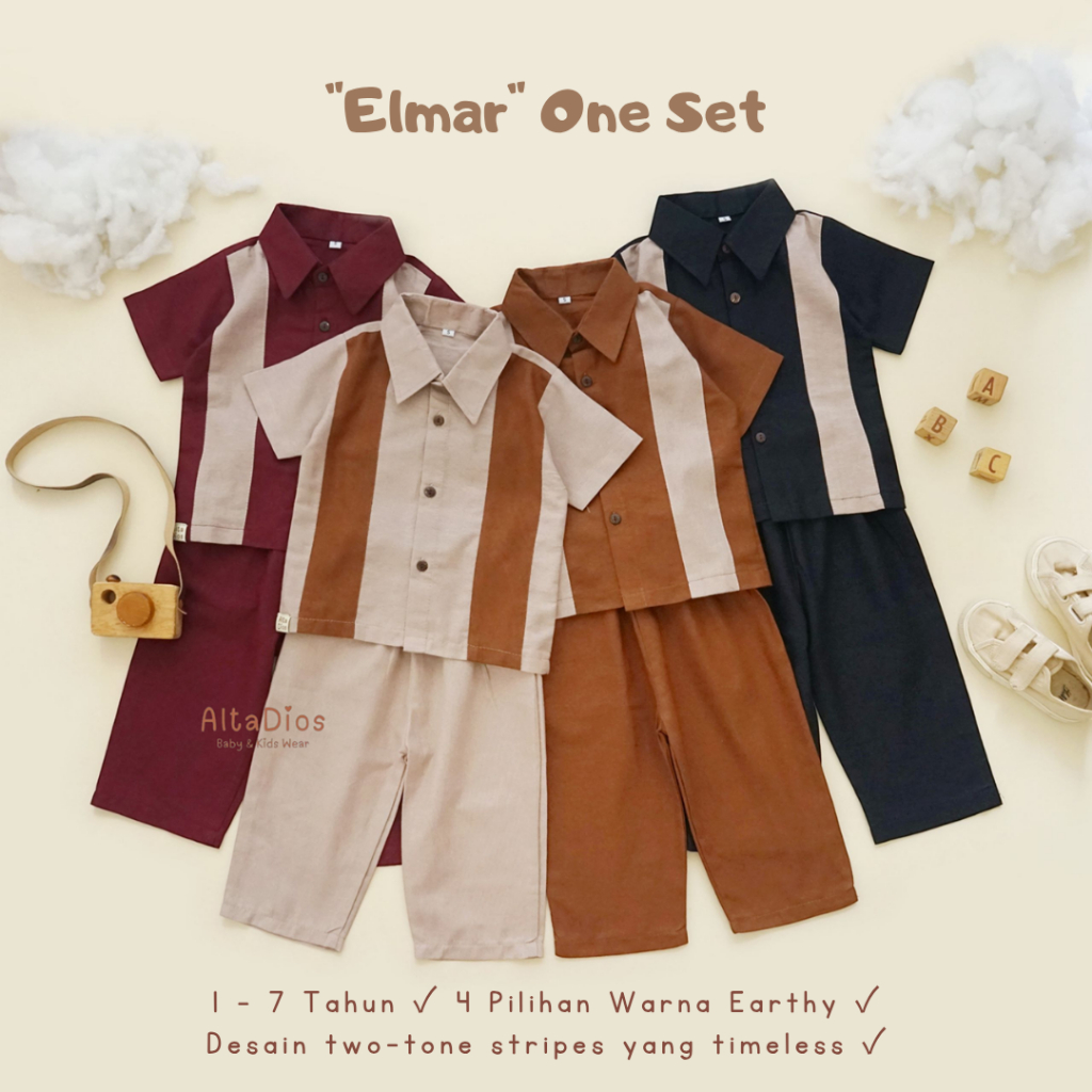 [Altadiosbaby] Kado ELMAR Vintage One Set | Setelan Kostum Pahlawan | Baju Pahlawan | One Set Korean