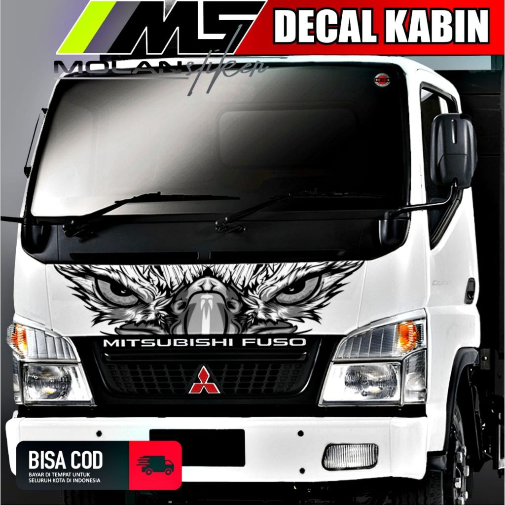 Decal Sticker Striping Variasi Kabin Depan Truck Canter Decal Kabin/Kap Depan Truck Engkel Mitsubish