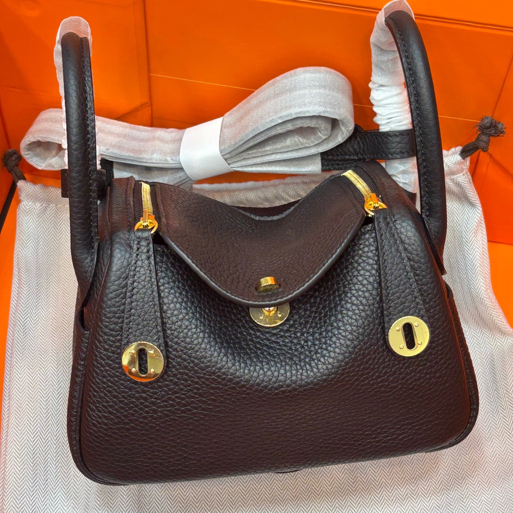 Tas H L Mini 19 cm Black Togo Original Leather