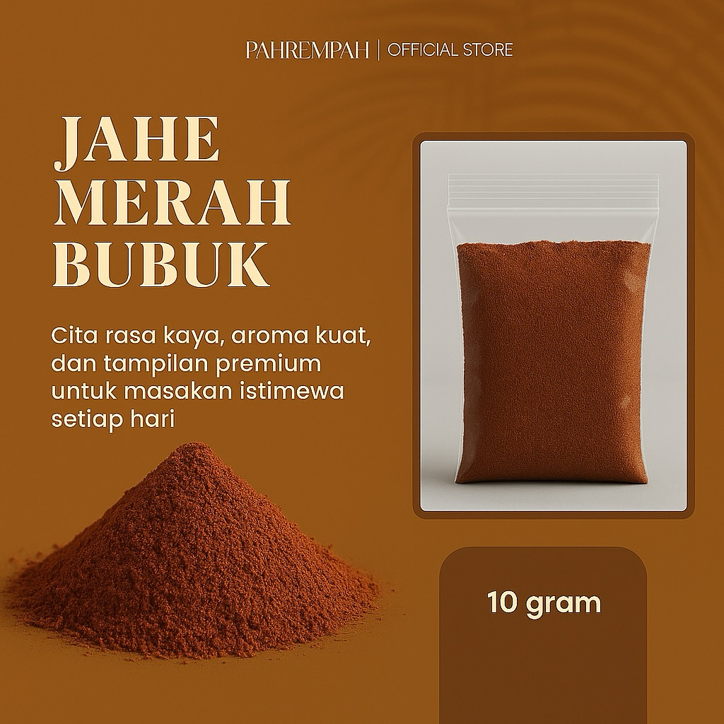

PAHREMPAH - Jahe Merah Bubuk 10 Gram | Herbal Alami | Tanpa Campuran - Siap Seduh Praktis