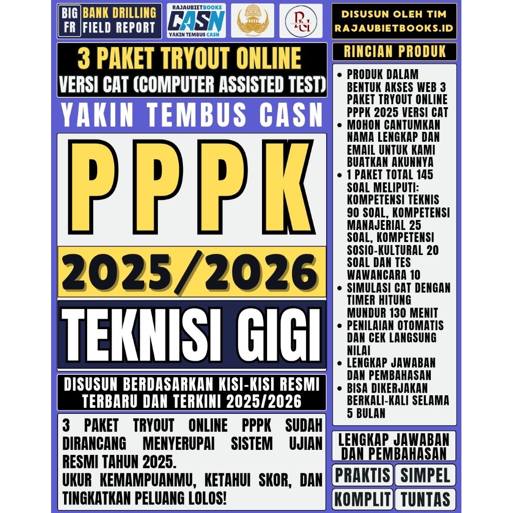 LATIHAN SOAL TRYOUT ONLINE PPPK TEKNISI GIGI DAN SIMULASI UJIAN RESMI PPPK TEKNISI GIGI 2025