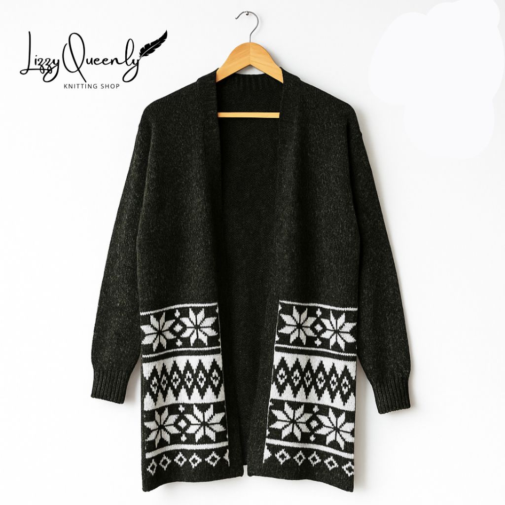 Long Cardigan Rajut Premium Motif By Lizzy Queenly