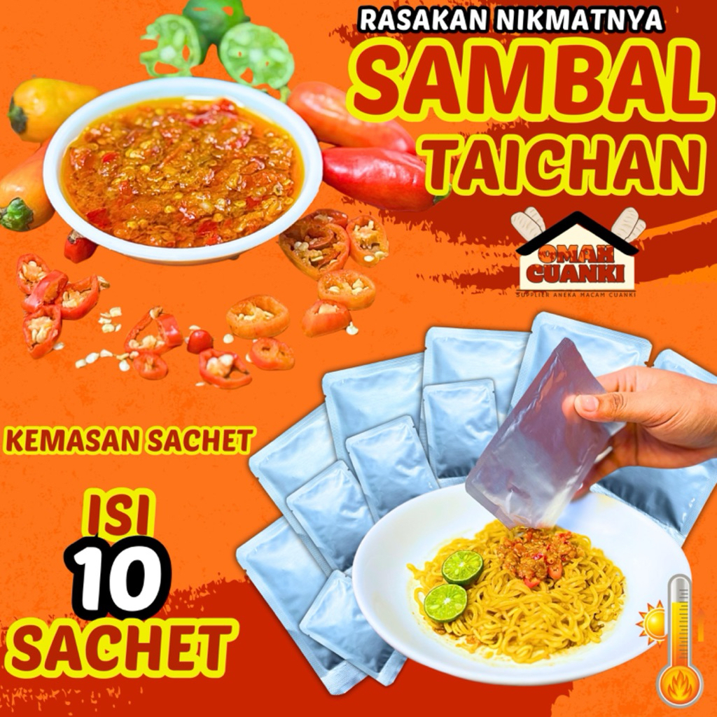 

( 10 SACHET ) SAMBAL TAICHAN SACHETAN RESEP GUDANGSNACK PEDAS JELETOT PEDAS GURIH NIKMAT
