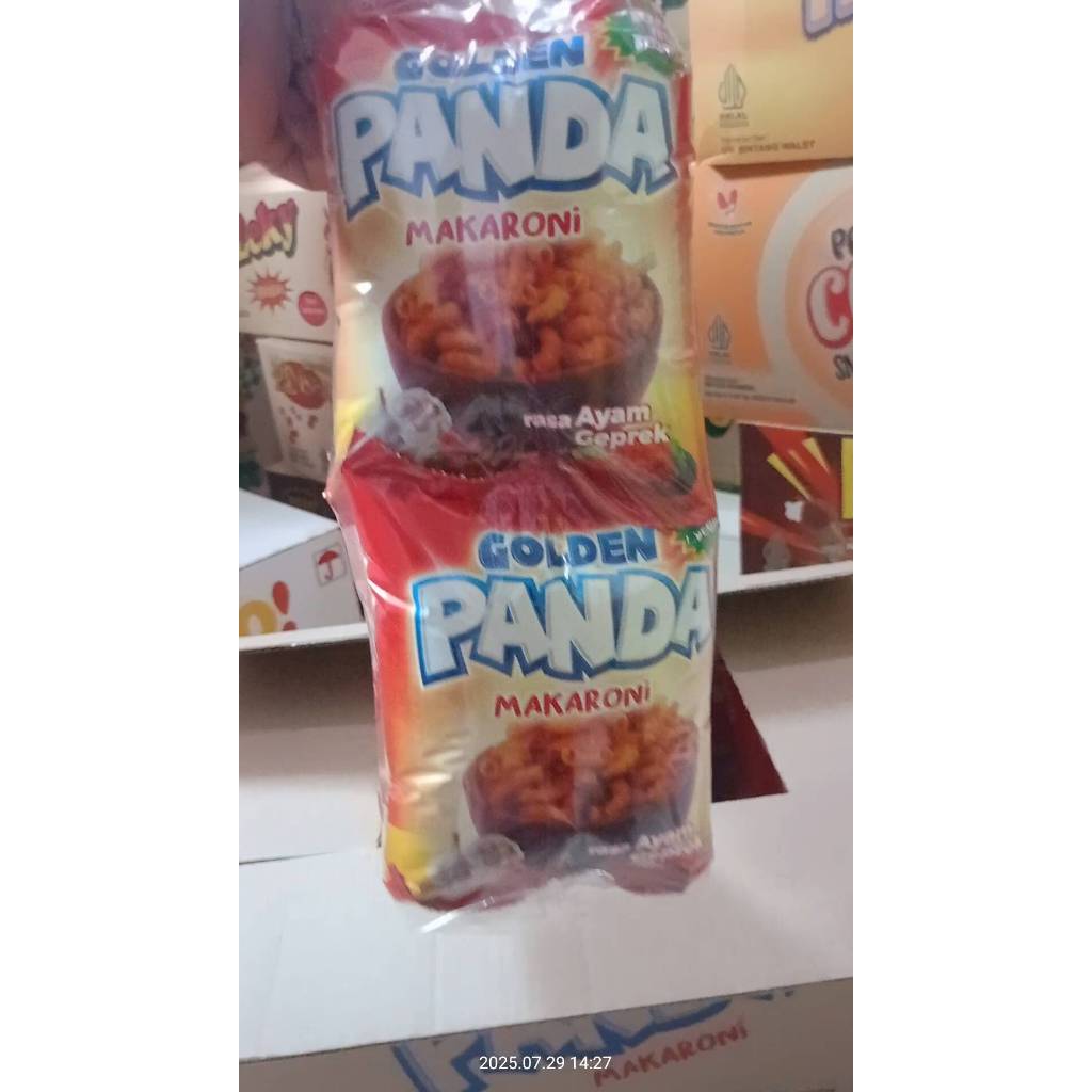 

Ciki Berhadiah Murah Meriah | Ciki Makaroni Golden Panda 1 Renceng (10) & 1 Dus (40pcs)