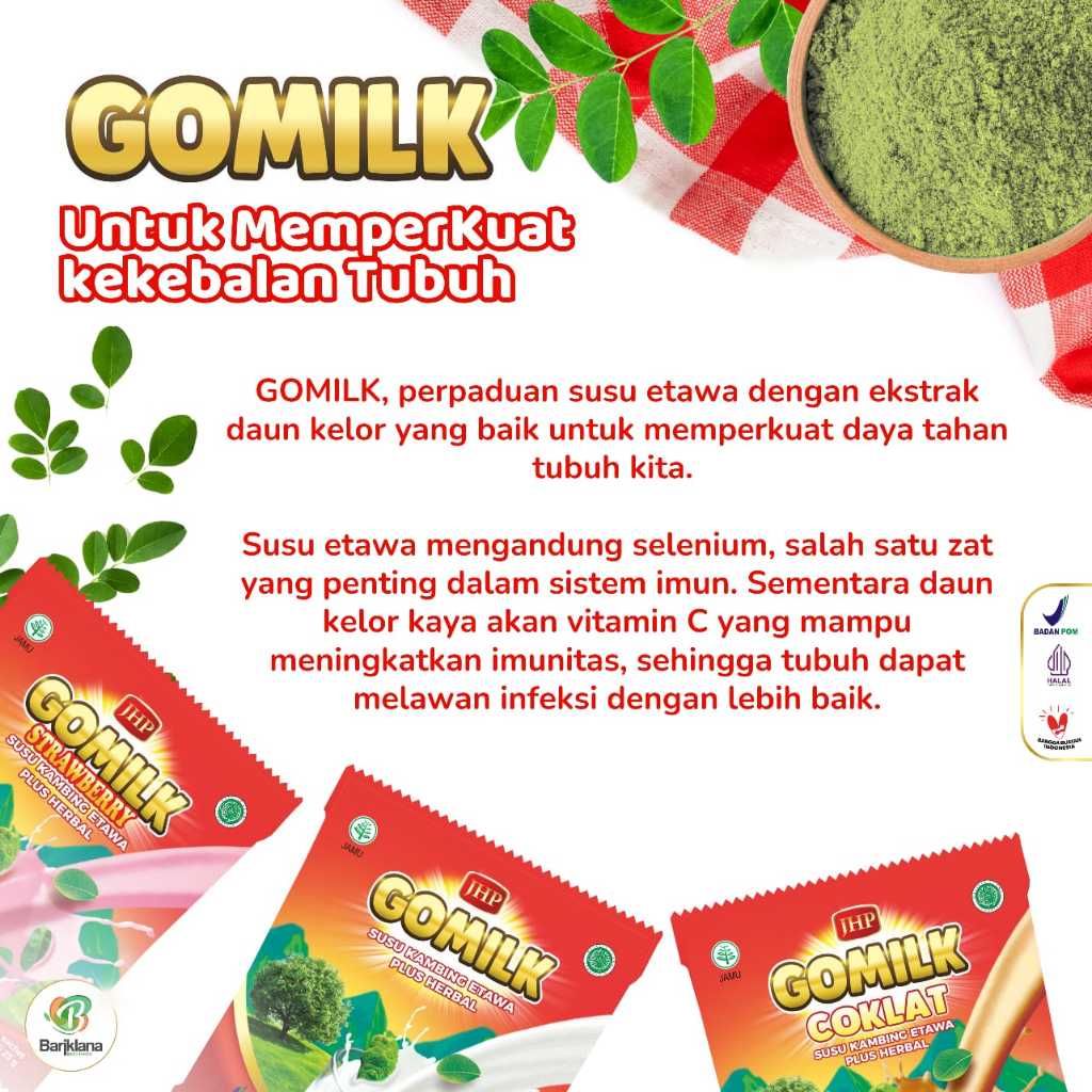 

GOMILK SACHET Susu Kambing Etawa Plus Herbal / GOMILK SUSU KAMBING ETAWA PLUS HERBAL