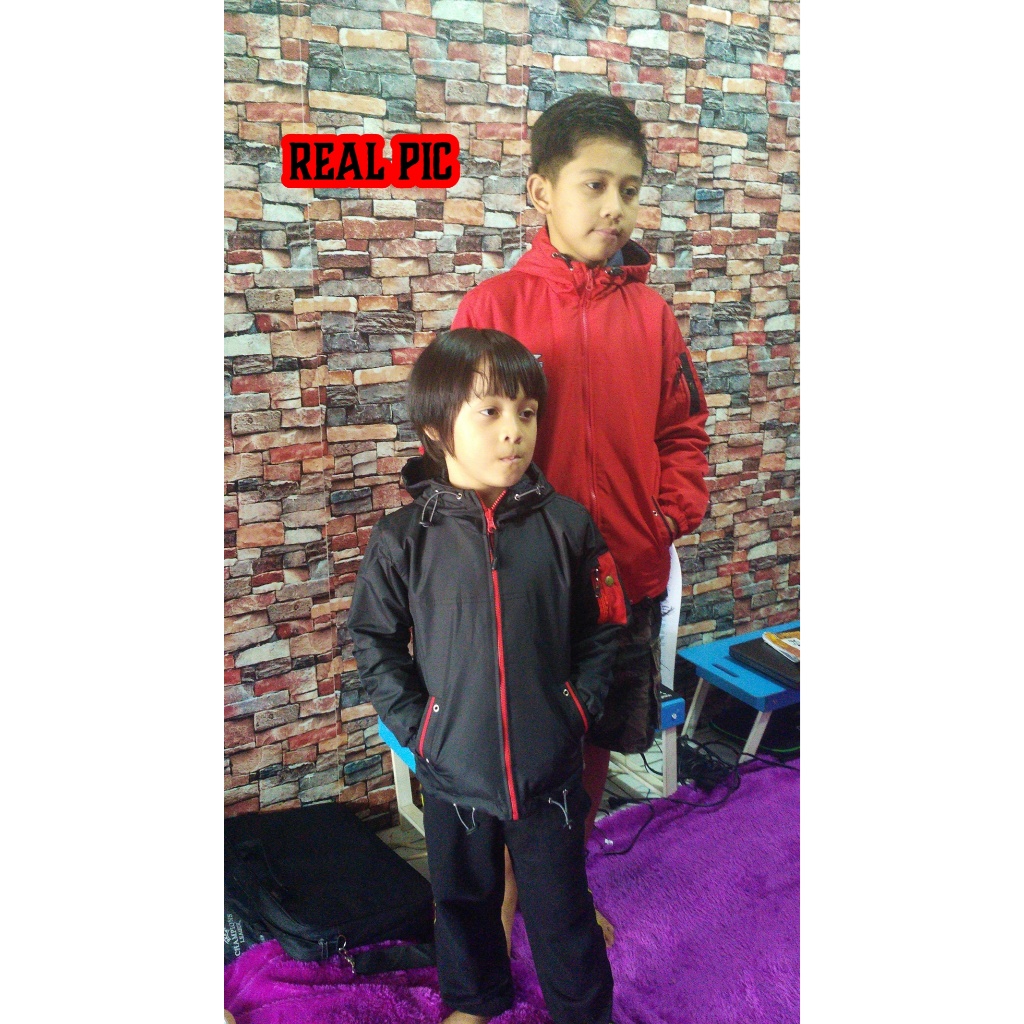 Jaket Anak Parasut SD SMP  Hoodie Sweater Kids Persib Bolak Balik Bahan Parasut Tebal