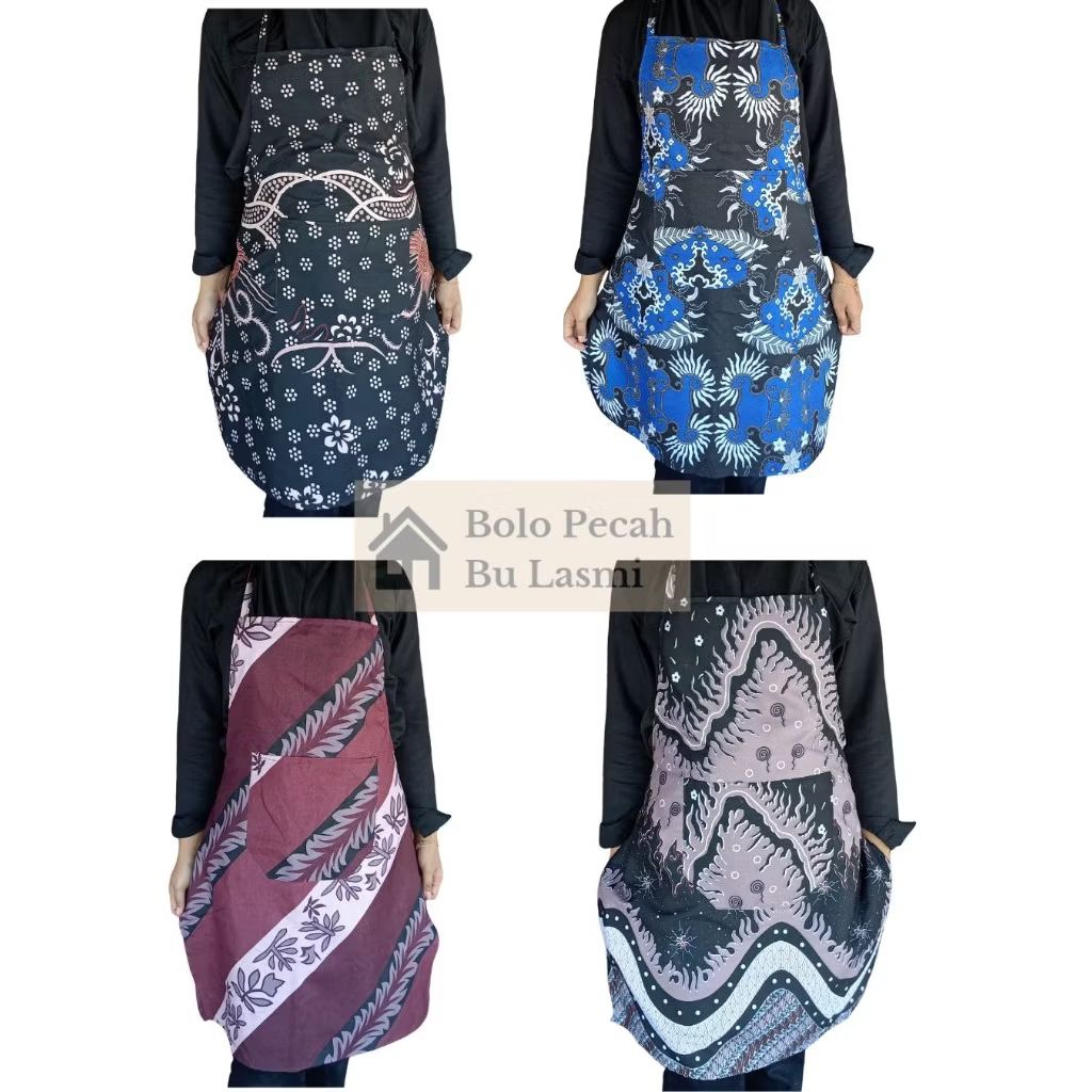 (Paket 3 Pcs) Celemek Apron Masak / Celemek Apron Batik / Celemek Apron Masak Kain Katun