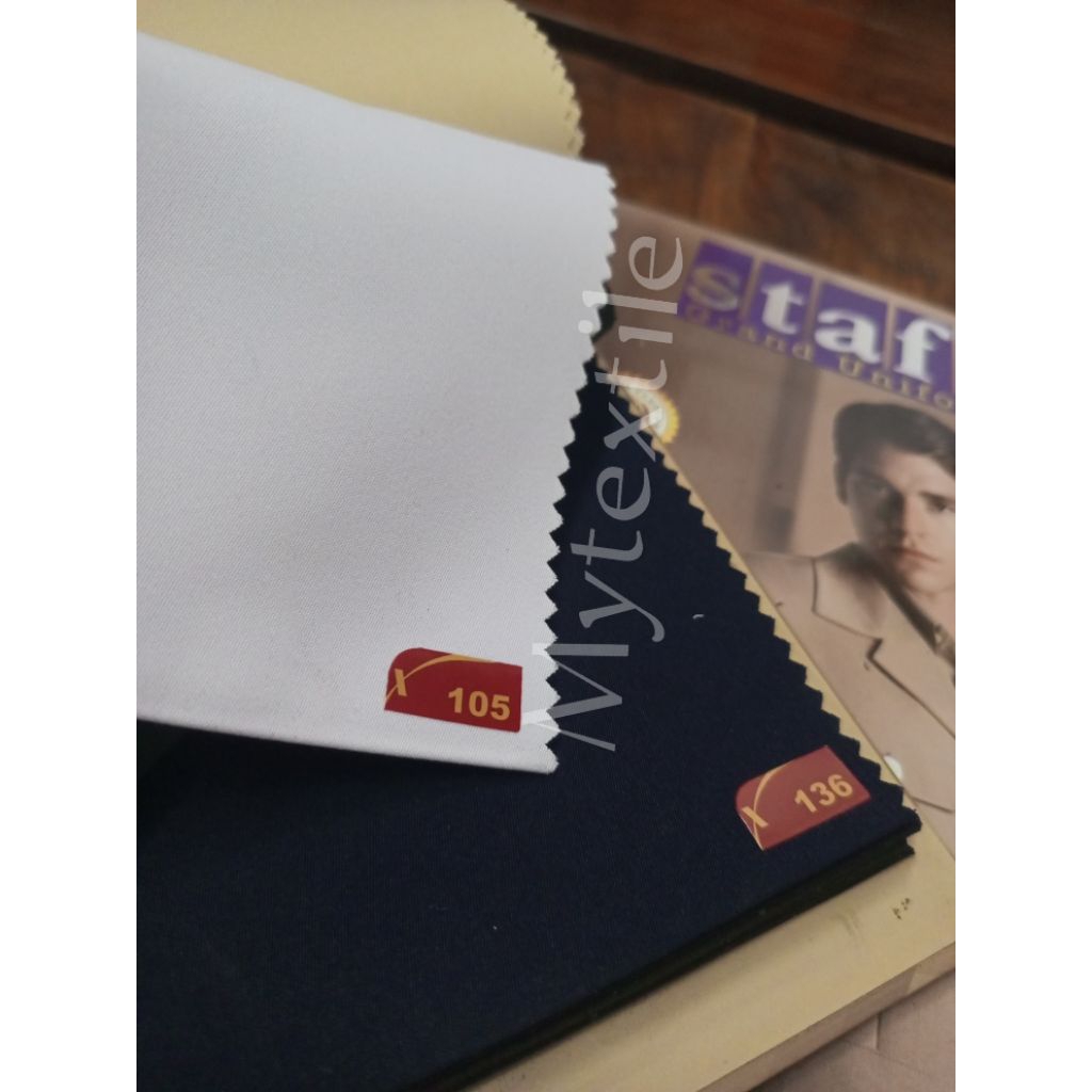 kain staff staf biru putih bahan seragam kantor