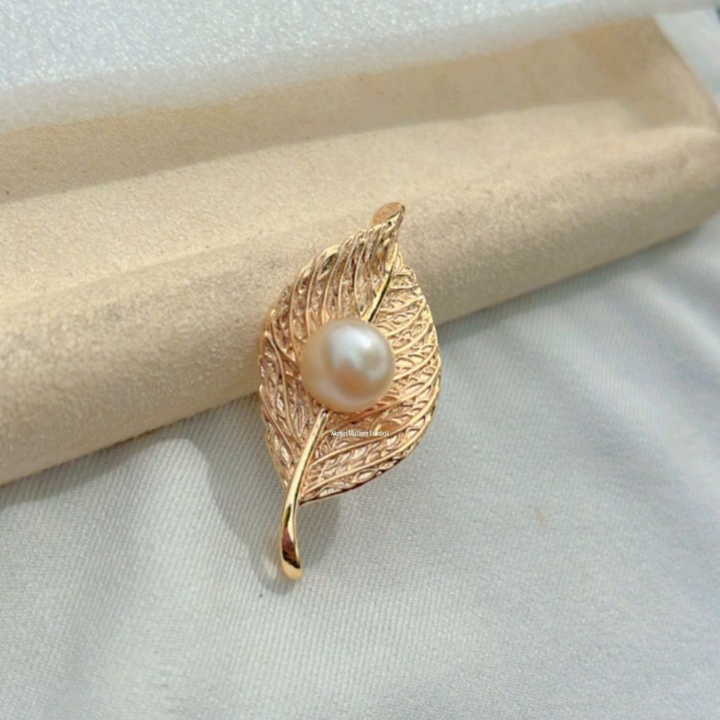 Bros rhodium mutiara air laut gold/Bros rhodium mewah/Bros rhodium mutiara laut bersertifikat/Bros r