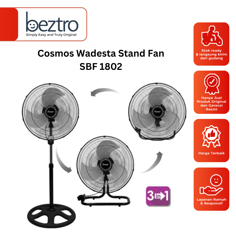 COSMOS Stand Fan Wadesta Besi SBF-1802 Tornado Kipas Angin Besi Cosmos SBF1802Wadesta