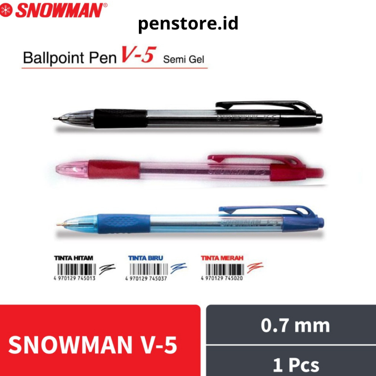 

(ecer / pcs) Pulpen Cetekan Snowman V-5 - Bolpen Cetekan kantor V5