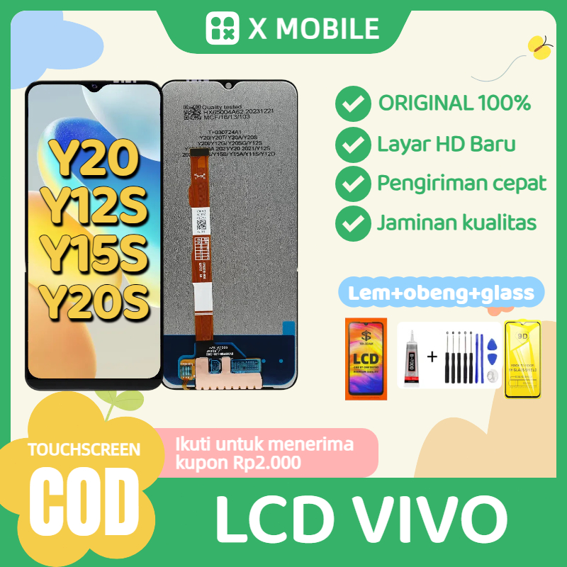 LCD VIVO Y20 / Y12S /  Y15S / Y20S / Y01 TOUCHSCREEN Complete HD+ Fullset lcd VIVO Y12S original 100