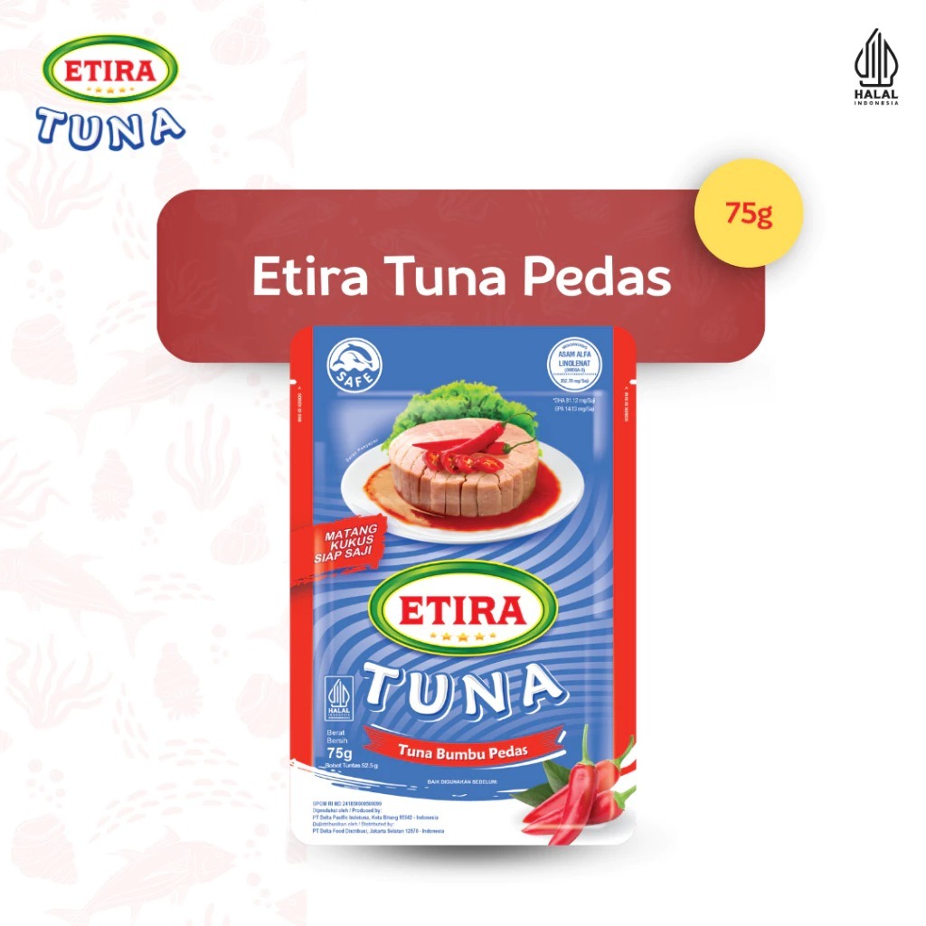 Etira Tuna Matang Kukus Siap Saji (Tuna Bumbu Pedas) 75g - Tuna Sachet Lauk Siap Saji
