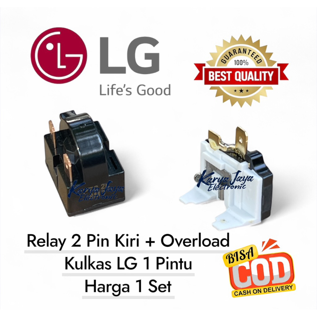 Relay 2 Pin Kiri  + Overload Kulkas LG 1 Pintu / Relay Ptc Kulkas LG