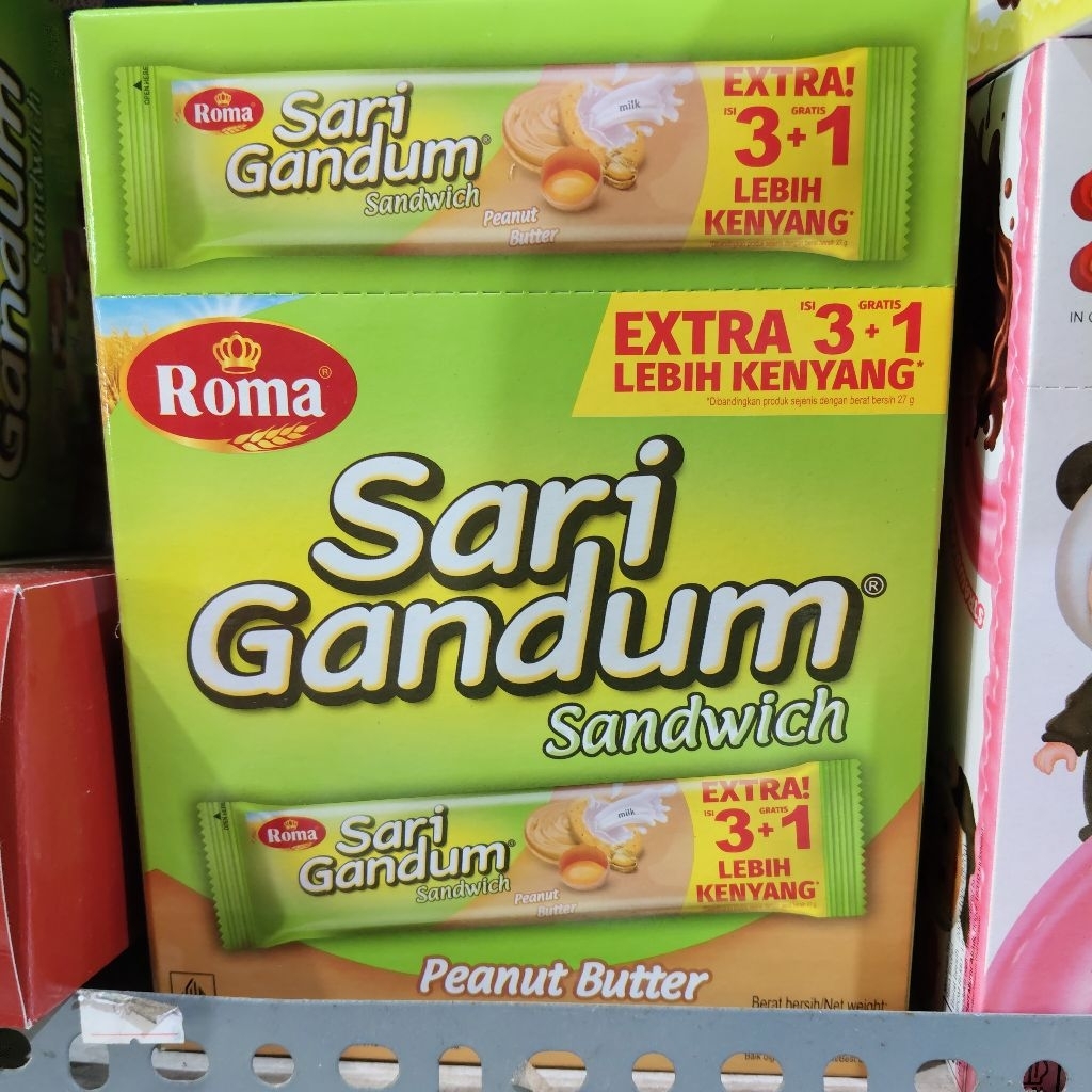 

Roma sari gandum sandwich 1 pak isi 12 bks @27gr