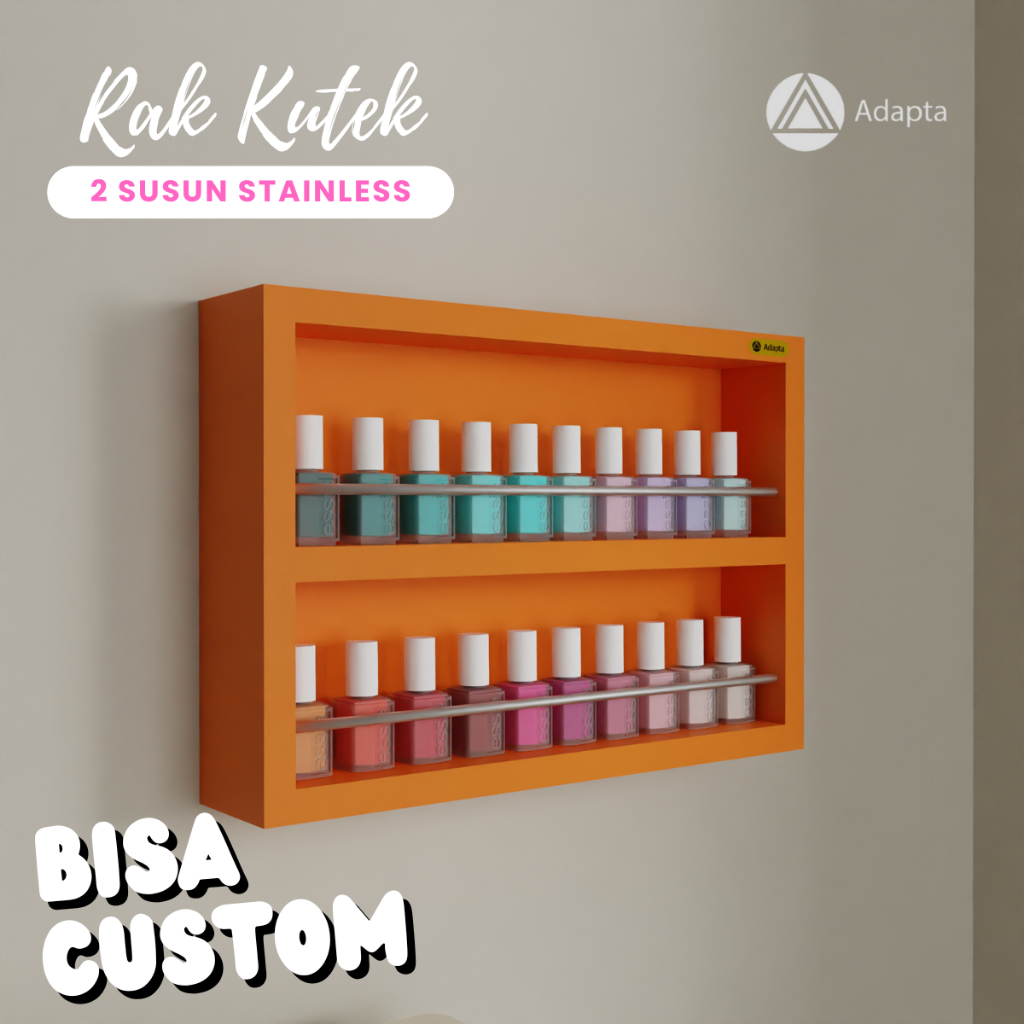 Adapta - Rak Kutek Tempel Dinding 2 Susun Besi Stainles - Organizer Kutek Besi Stainles - NAYRA - C6