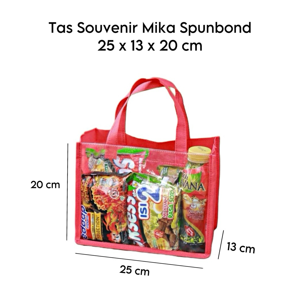 

Tas Mika Spunbond/ Goodie Bag souvenir ulang tahun hampers 25x13x20cm(g9)