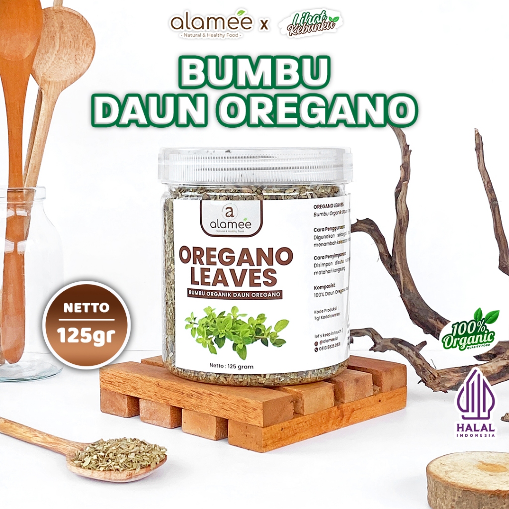 

ALAMEE Oregano Kering Bumbu Dapur Garnish Dried Leaves Flakes Murni Asli Organik 125g LIHAT KEBUNKU