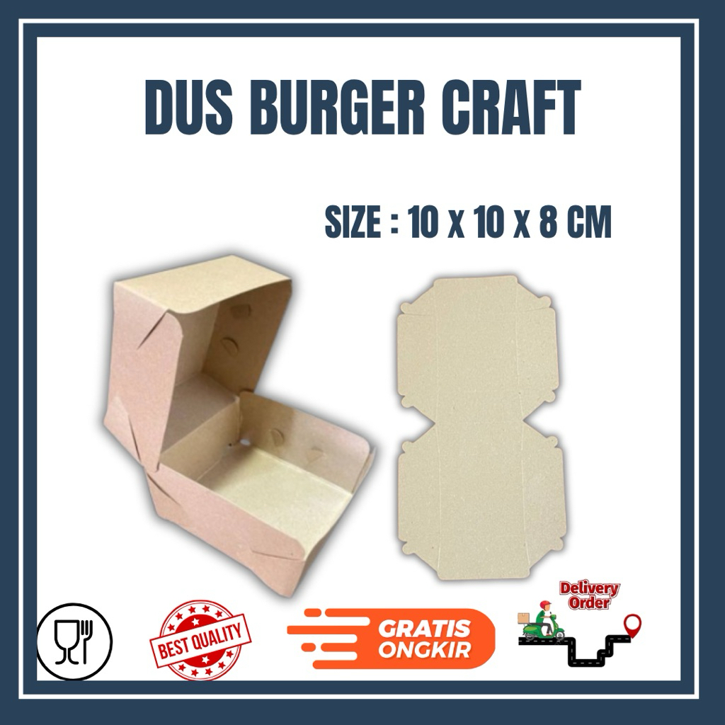 

Box Burger Craft - Dus Burger - Kemasan Burger - Packaging Burger - Dus Burger 10 x 10 x 8 cm