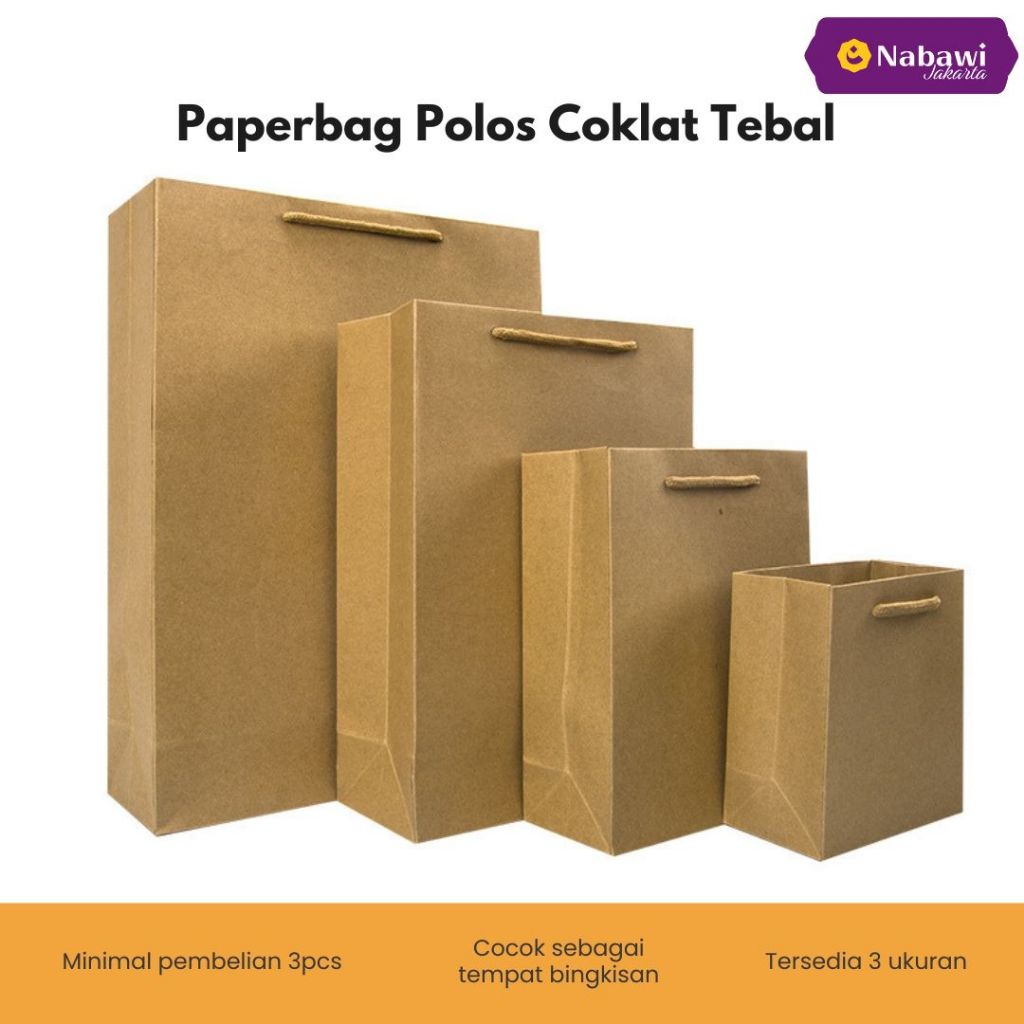 

Paper Bag Polos Coklat / Tas Kertas / Tas Kado Polos/ Tas Souvenir Haji Umroh / Oleh-oleh Haji Umroh
