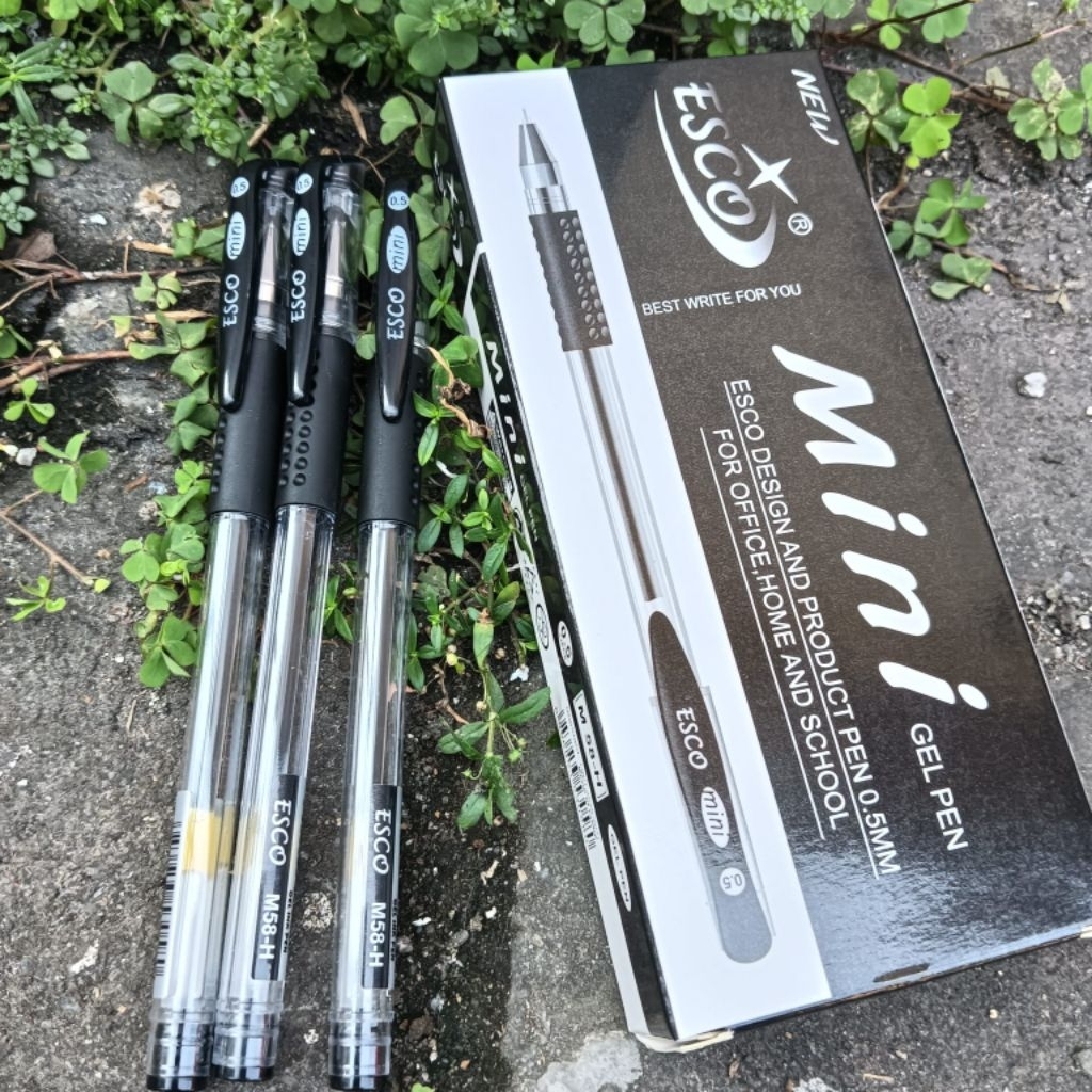 

1 Pcs Pen Gel Pulpen Pena Tulis Esco Tinta Lancip Hitam
