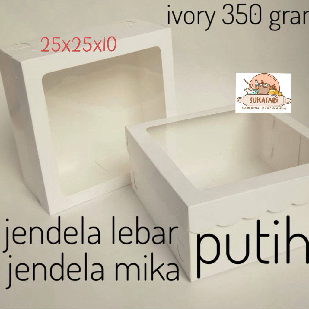 Dus ivory Mika 25x25x10 Cake Box dus Kue Putih ekonomis