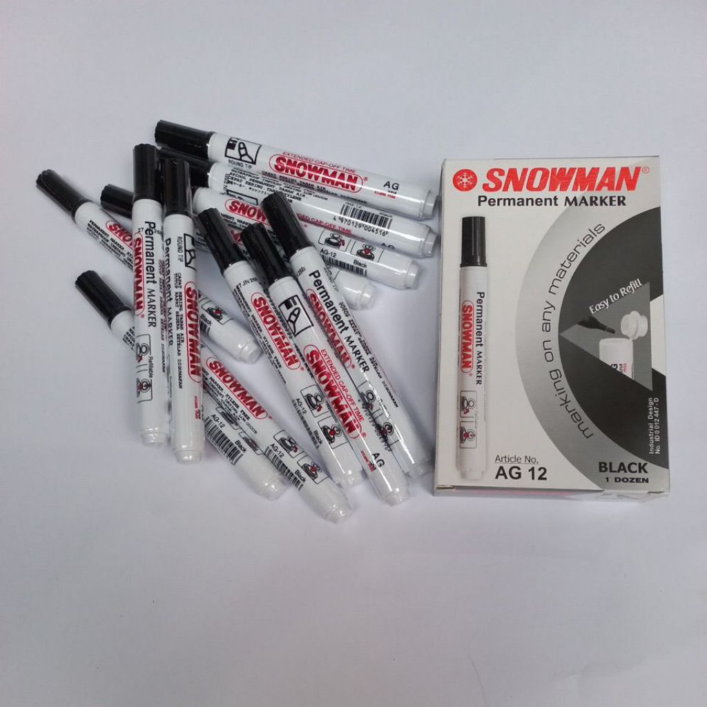 

Spidol Permanent SNOWMAN BLACK AG 12 1 pack isi 12pcs