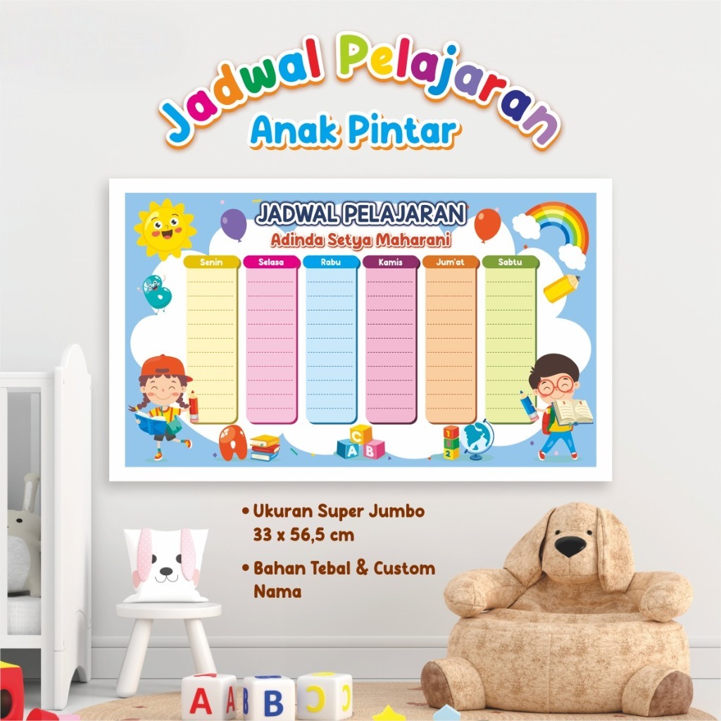 

Poster JADWAL PELAJARAN Custoom - Poster Jadwal Pelajaran sekolah Anak Kekinian