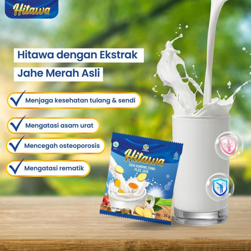 

HITAWA 1BOX isi 40 sachet Susu Kambing Etawa plus Jahe Merah
