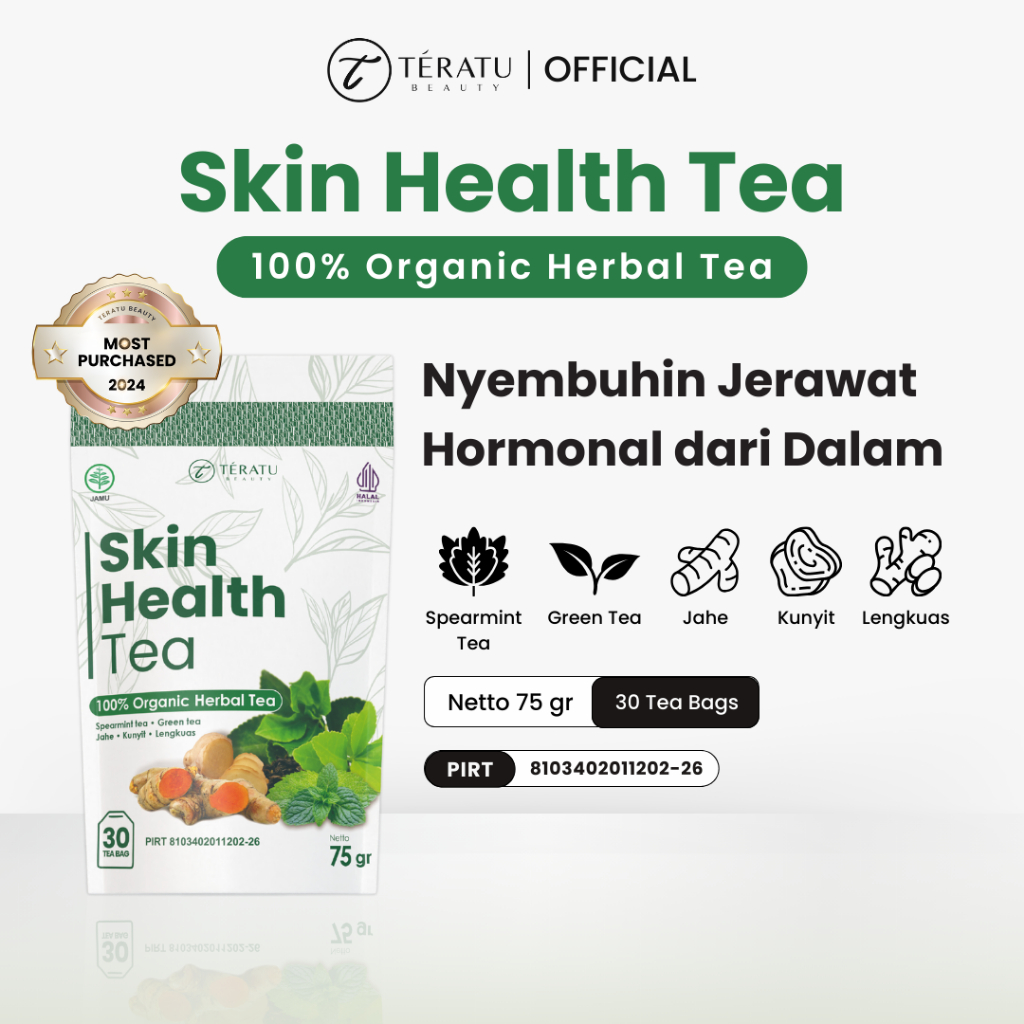 

TERATU BEAUTY SOLO Skin Health Tea - 30 Tea Bag (Teh Herbal Spearmint untuk Jerawat Hormon dan PCOS)