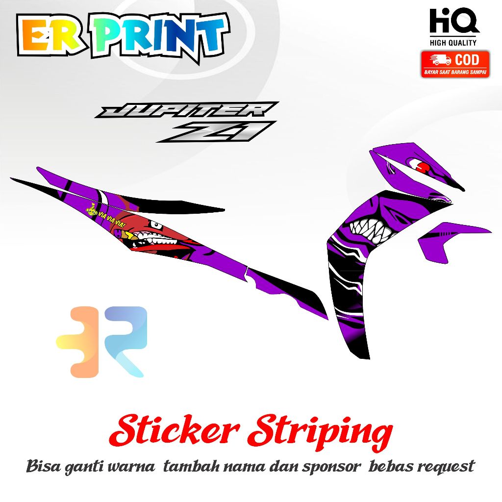 Striping Jupiter Z1 Sticker 1 Full Set Kanan Kiri Variasi  Desain Shark