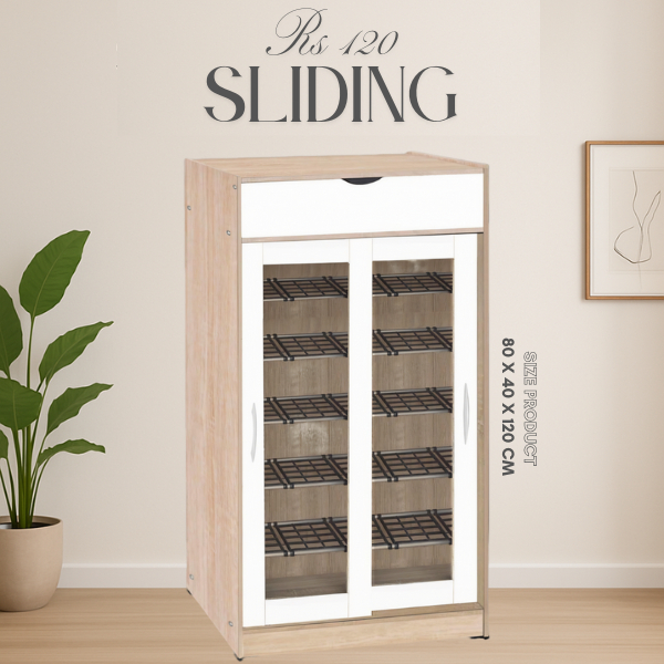 Acria - Simplicity RS 120 Rak Sepatu Lemari Kaca Rak Sepatu Rak Sepatu Sliding Rak Sepatu Frame Lema
