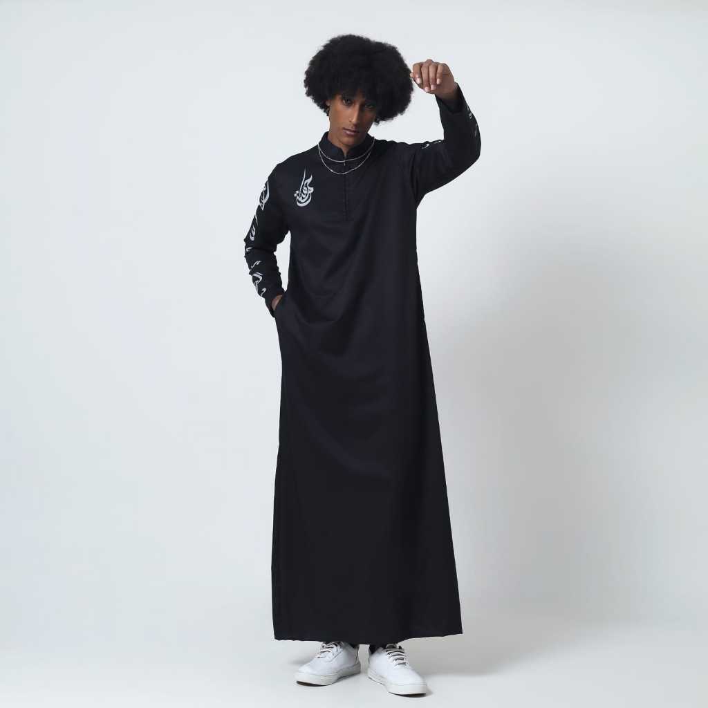 ORIGINAL HAMASAHLABELL - GAMIS KALCER HITAM PUTIH DEWASA GAMIS PRIA REFLECTIVE JUBAH PRIA SLIMFIT