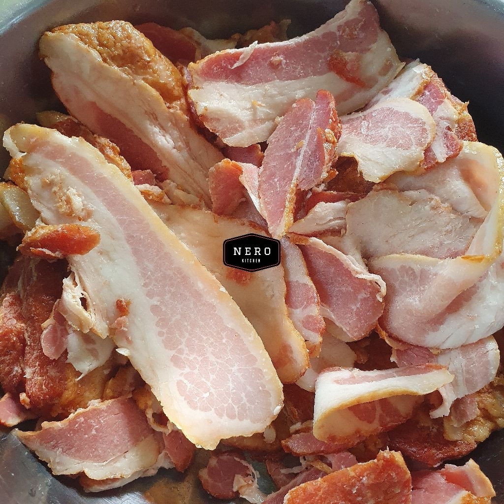 

FROZEN Smoked Bacon 150gr Potongan / Potongan Streaky Bacon / Daging Babi Asap / Smoked Pork