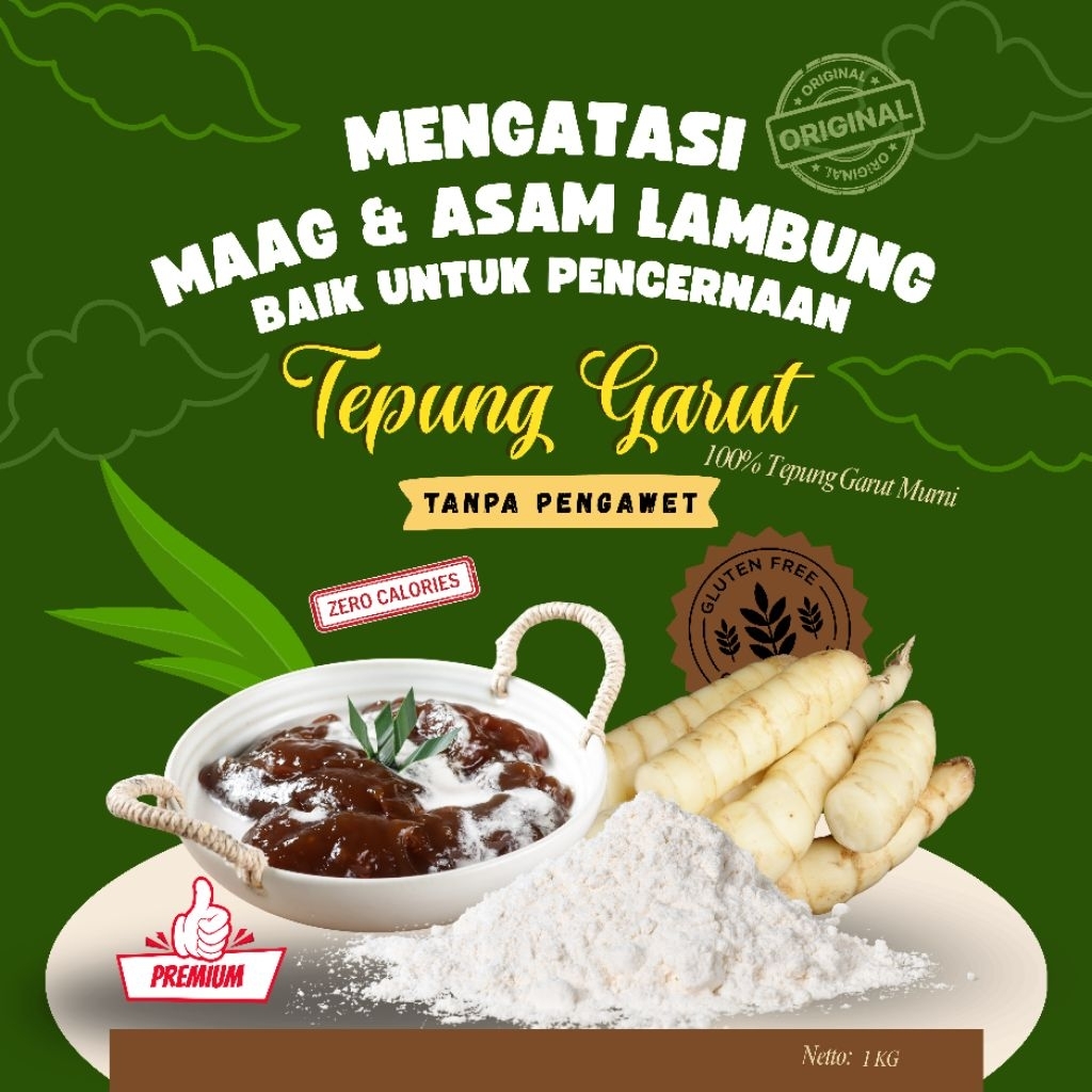 

Tepung Pati Garut Premium 1KG Tepung garut asli Obat Maag asam Lambung
