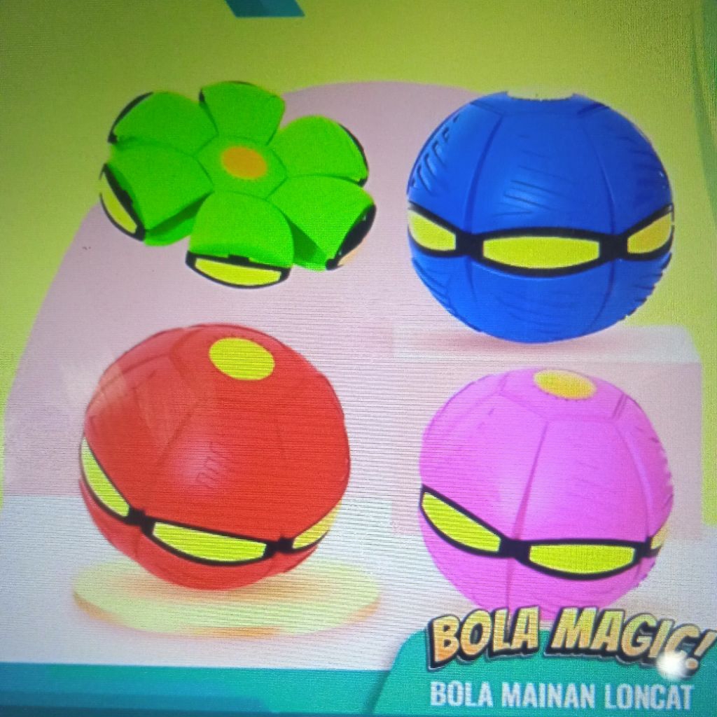 mainan bola ufo magic flat ball LED