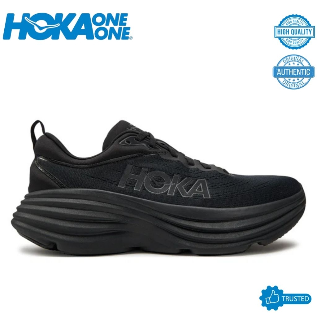 SEPATU RUNNING HOKA BONDI 8 FULL BLACK
