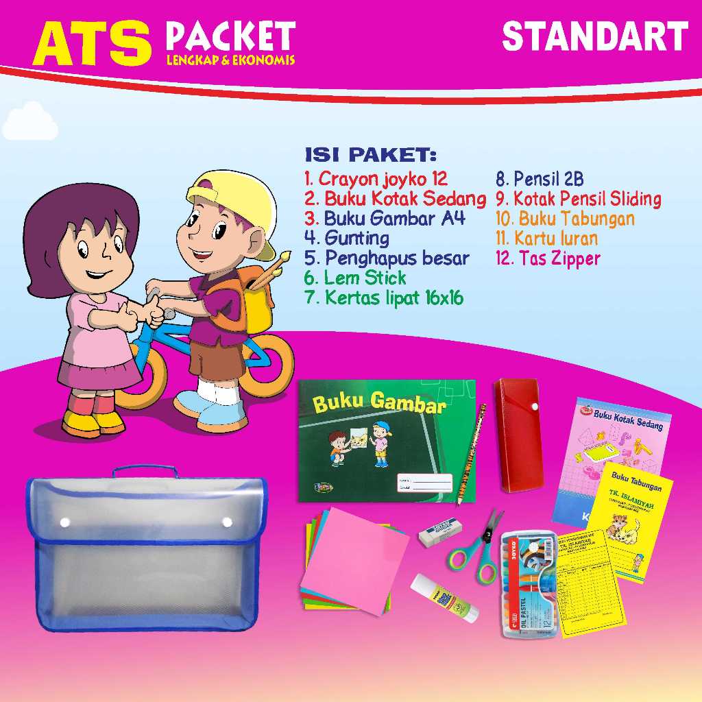 

Paket ATS (Alat Tulis Sekolah) TK KB RA SPS / Alat Tulis Sekolah