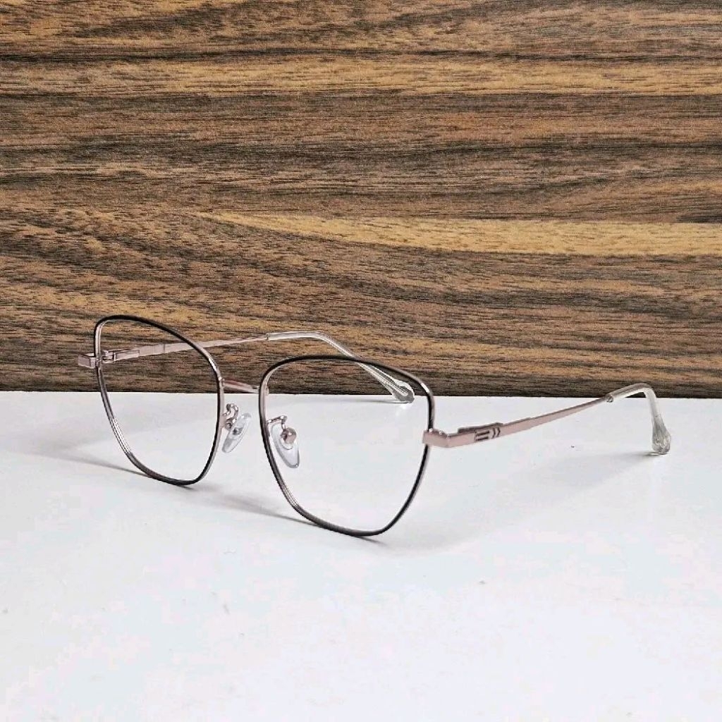 Frame Kacamata Cat Eye Wanita Kekinian 80013 Hitam Ungu bisa lensa minus cylinder blueray photocromi