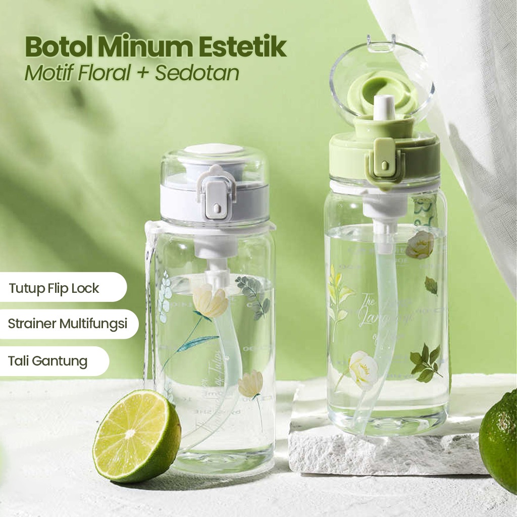 Botol Minum Anak Botol Minum Sekolah Botol Minum Floral Aestetic dan Murah Botol Minum 470ml/YH-8046