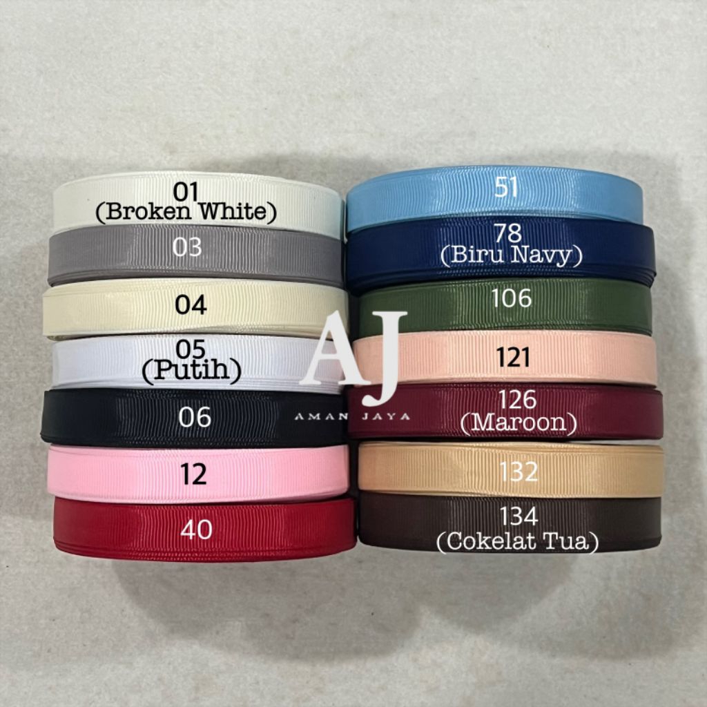 

Pita Grossgrain 1/2 Inch / 1,25 cm / Pita Salur / Pita Grosgrain (20 YARD)