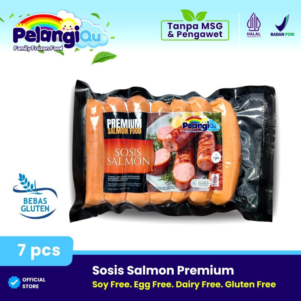 

Sosis Salmon Premium – Sosis Sehat Gluten Free, Egg Free, Dairy Free (7 pcs)