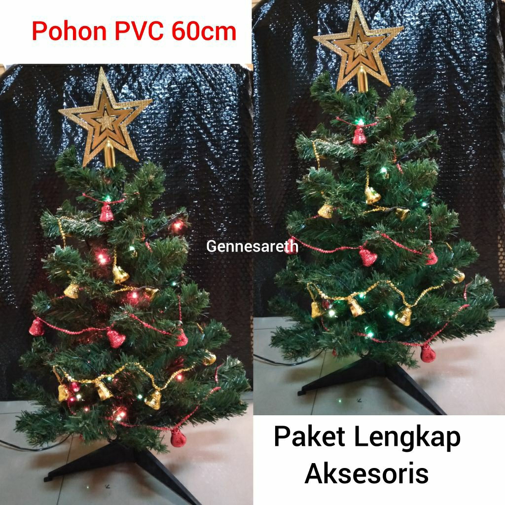 Pohon Natal Meja/Pohon Natal PVC 60cm/Pohon Natal Murah/Pohon Natal Lengkap Hiasan/Dekorasi Natal