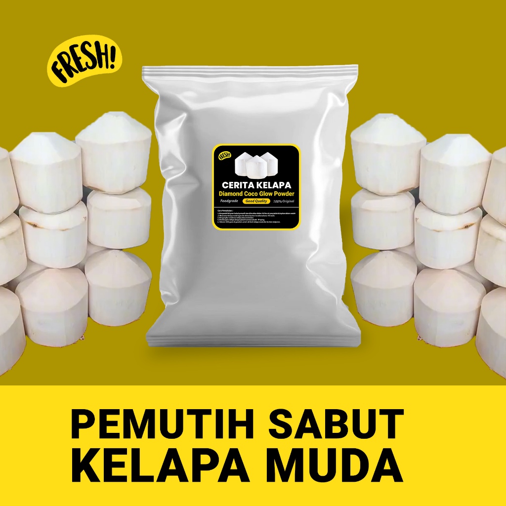 Serbuk Pemutih Sabut Kelapa Muda - Kelapa Diamond - Kelapa ala Thailand Premium