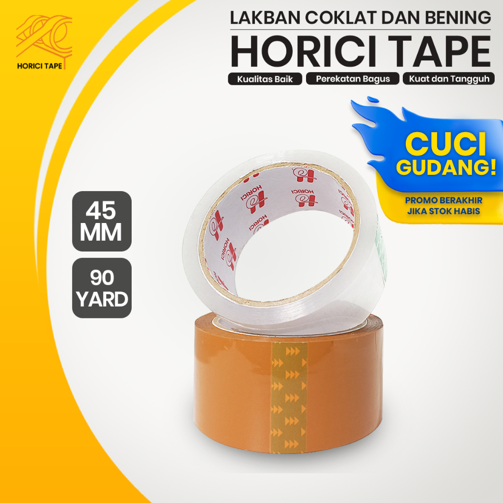 

HORICI 6PCS LAKBAN OPP BENING COKLAT 45MM 90 YARD ISOLASI BENING COKLAT TAPE OPP SUPER LENGKET