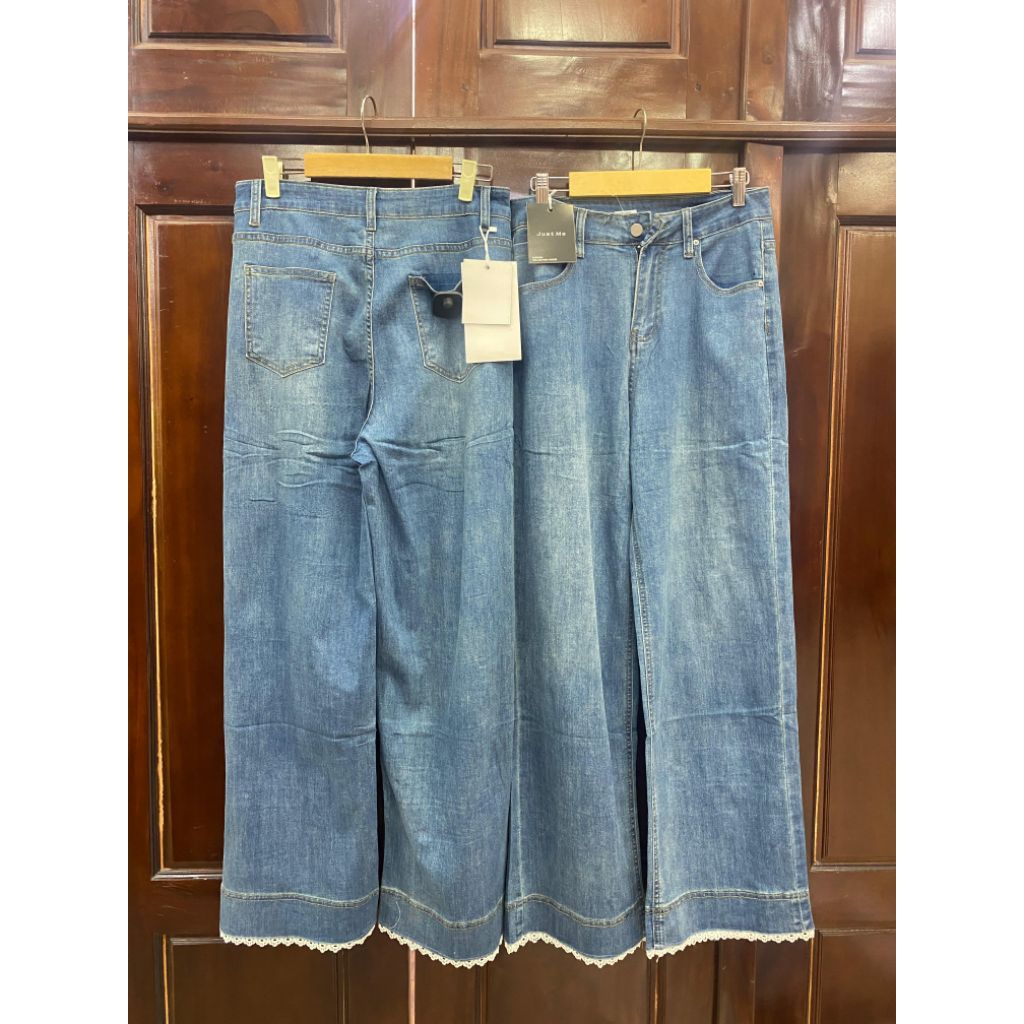 celana jeans kulot renda renda